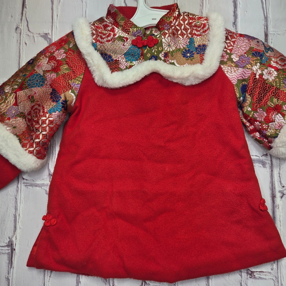 Fashion Style 100 Chinese New Year Winter Dress Brocade Faux Fur Qipao Girl 9